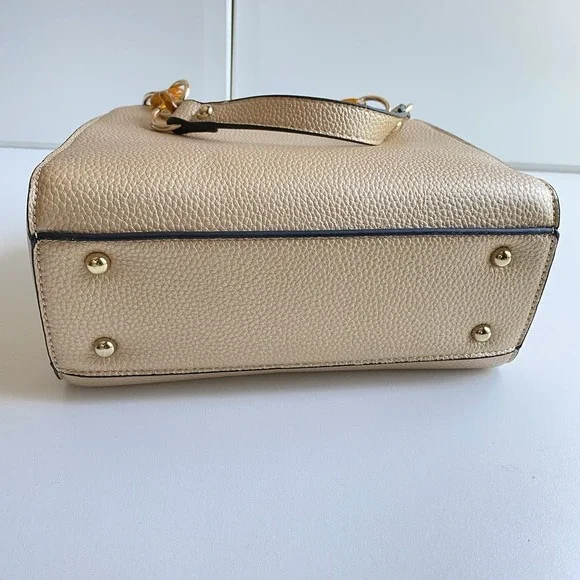 Women's Tan Crossbody Hand Satchel Chained Handle Faux‎ Leather Purse Bag Gold - Picture 4 of 8